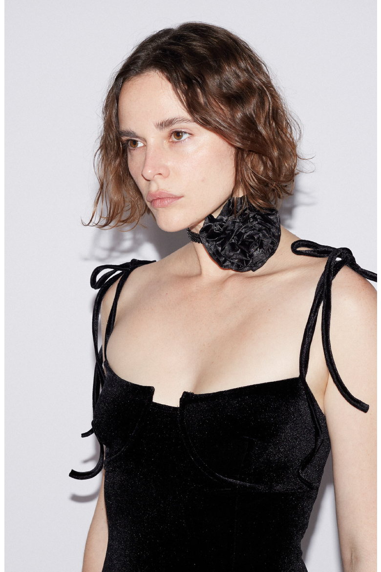Open Back Velvet Dress, Alternate, color, Black