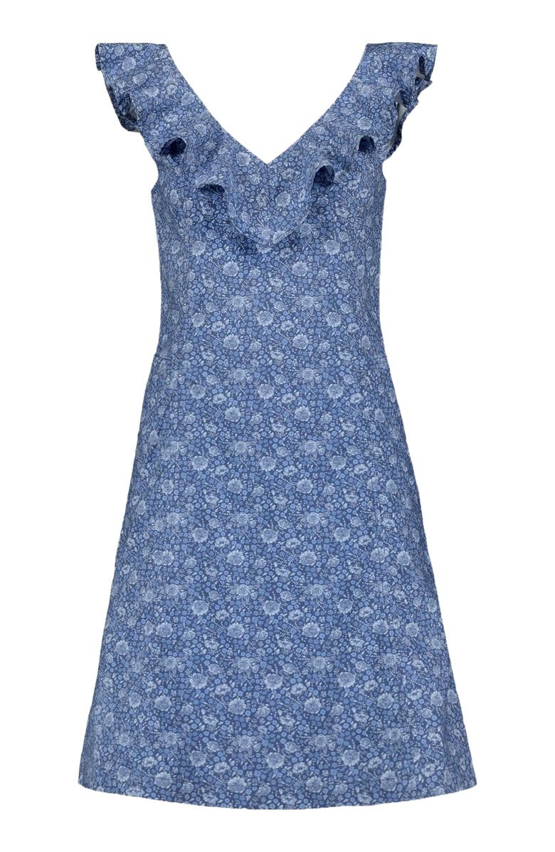 Hope & Henry Women's V-Neck Ruffle Shift Dress, Alternate, color, Coastal Blue Floral