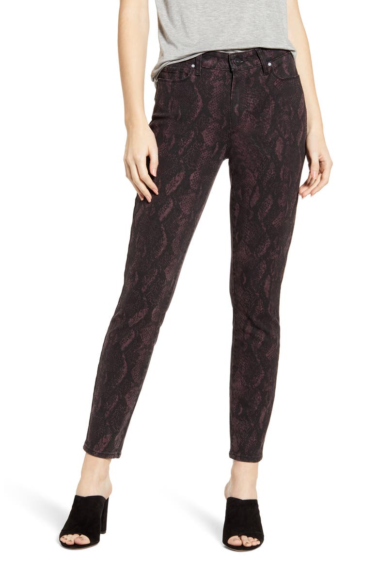 Hoxton High Waist Ankle Skinny Jeans, Main, color, BLACK FIG PYTHON