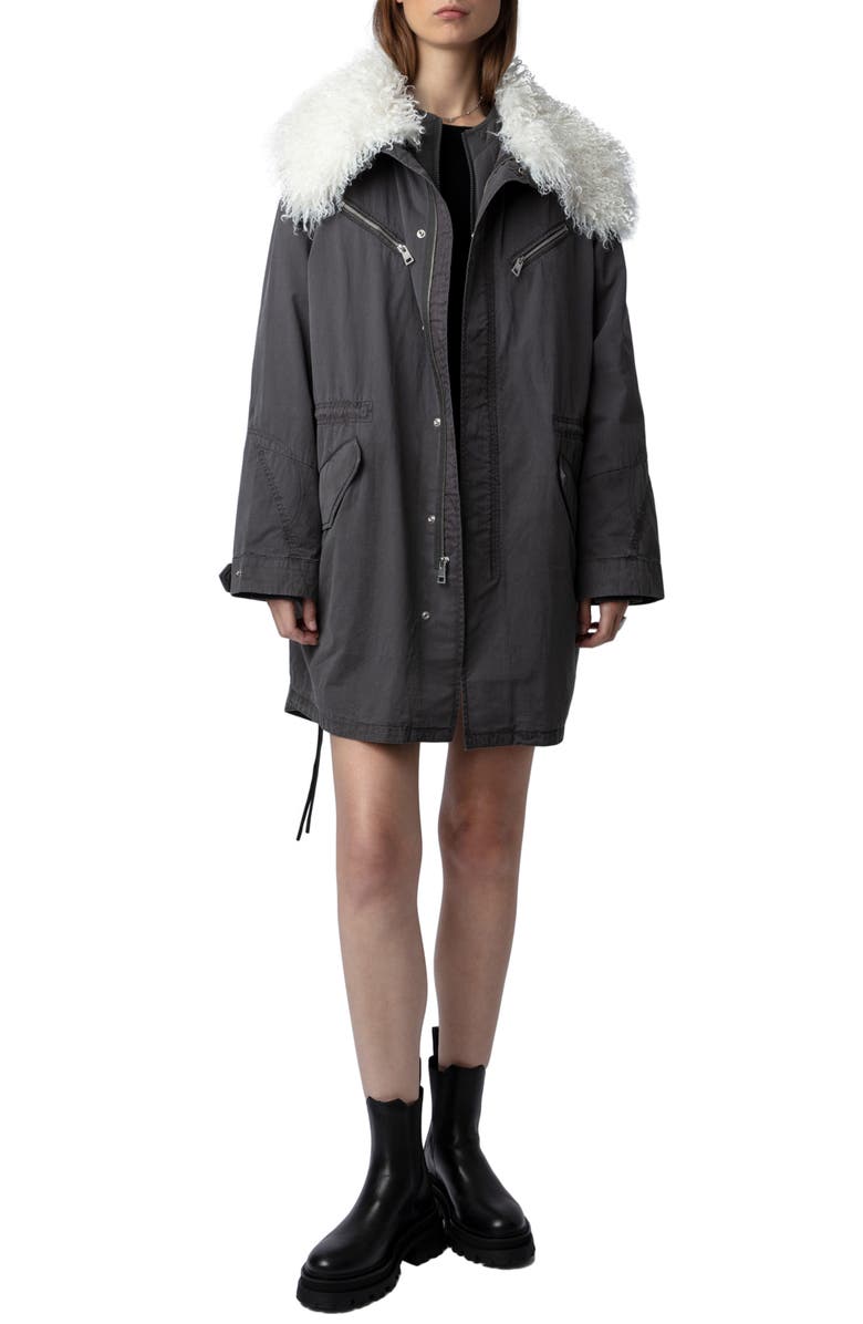 Zadig & Voltaire Kidea Quilted Jacket with Removable Faux Fur Collar, Alternate, color,