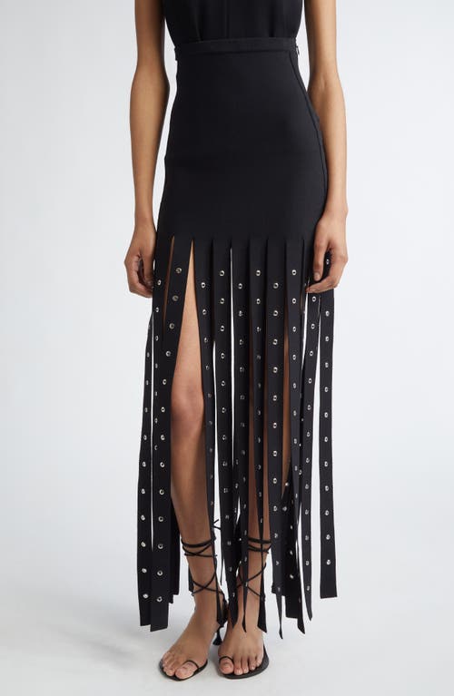 Shop Proenza Schouler Effe Studded Fringe Hem Compact Knit Skirt In Black