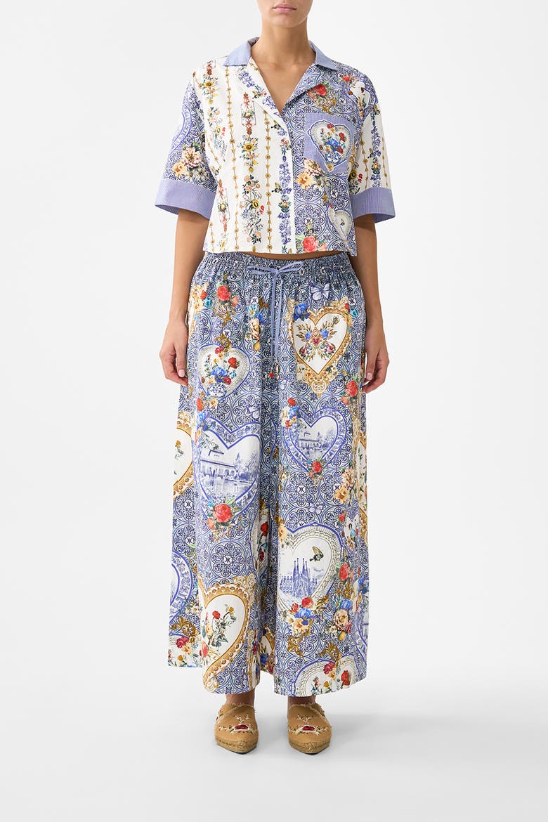 Cropped Camp Collar Blouse, Main, color, The Pottery Parlour