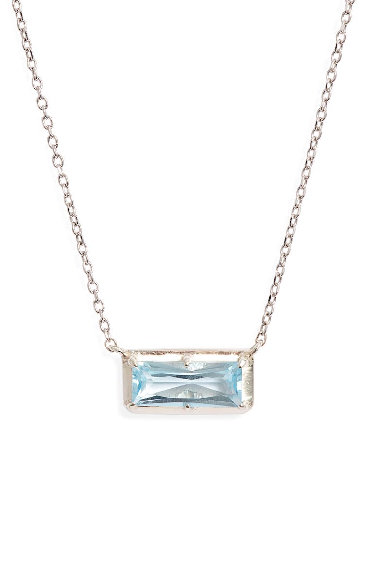 Dew Drop Blue Topaz Pendant Necklace, Main, color, SILVER / BLUE