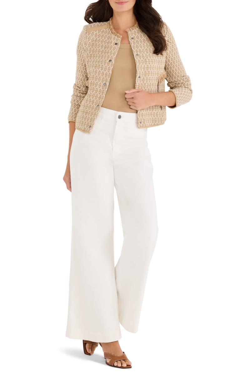 NIC+ZOE Brocade Jacquard Fringe Jacket, Alternate, color, Neutral Multi