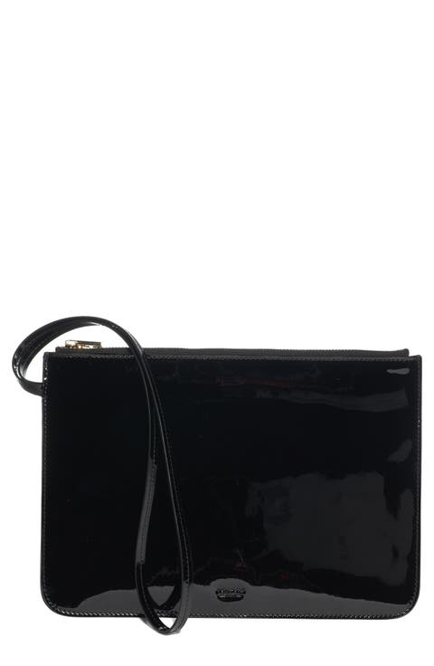 Zip Top Patent Leather Wristlet