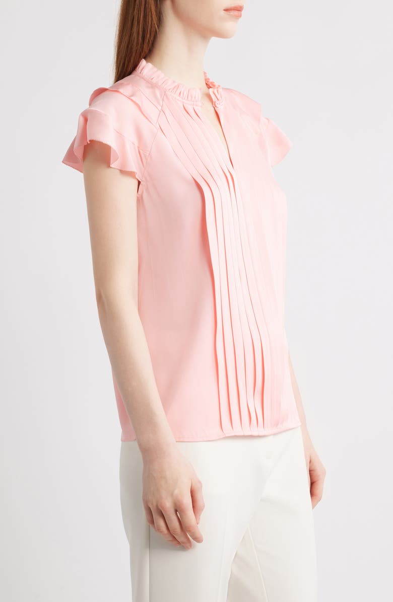 Elie Tahari The Zion Stretch Silk Pleated Blouse, Alternate, color, 