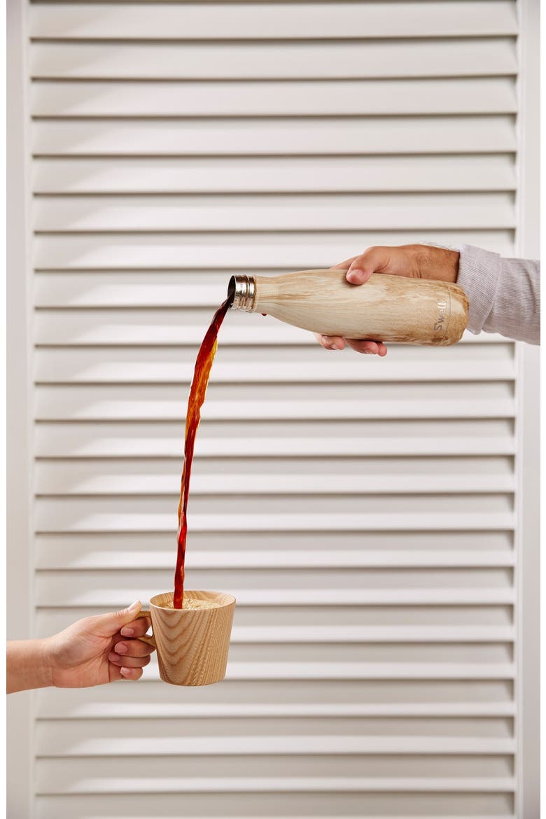 'Blonde Wood' Stainless Steel Water Bottle, Alternate, color, BROWN