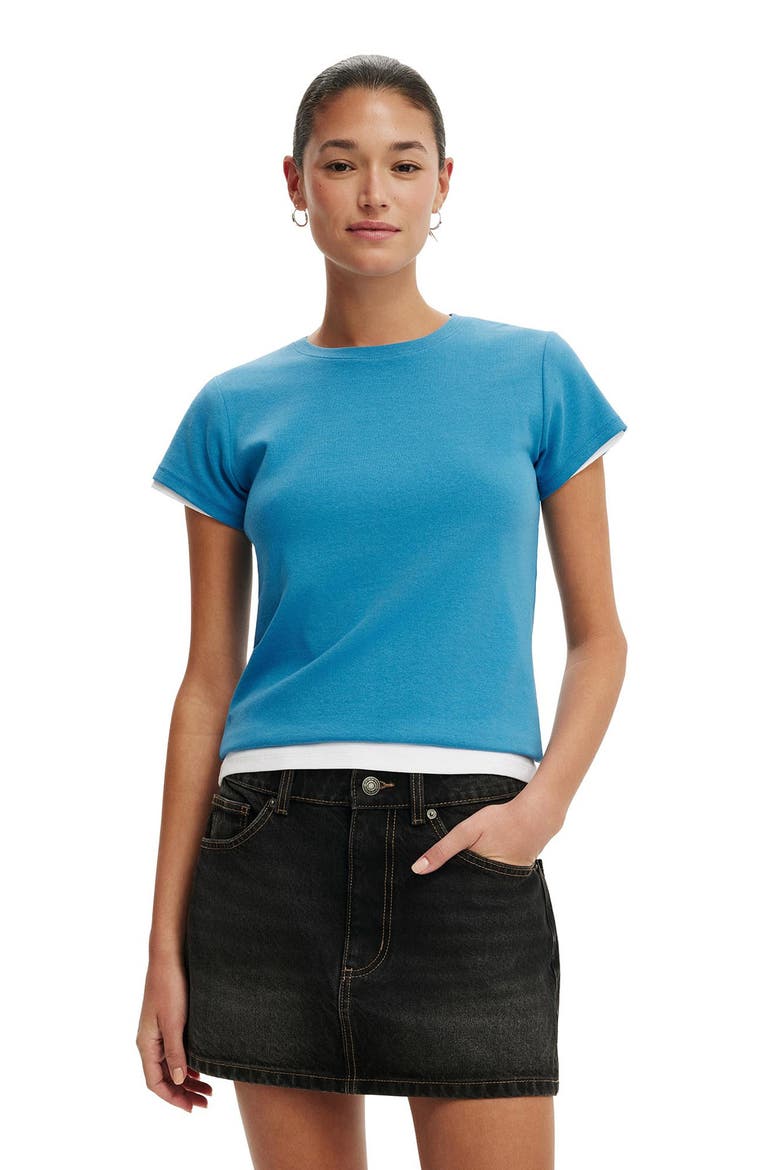 Low Rise Denim Miniskirt, Alternate, color, UNDONE BLACK