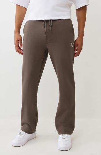 True Religion Logo Embroidered Straight Leg Pants In Brown