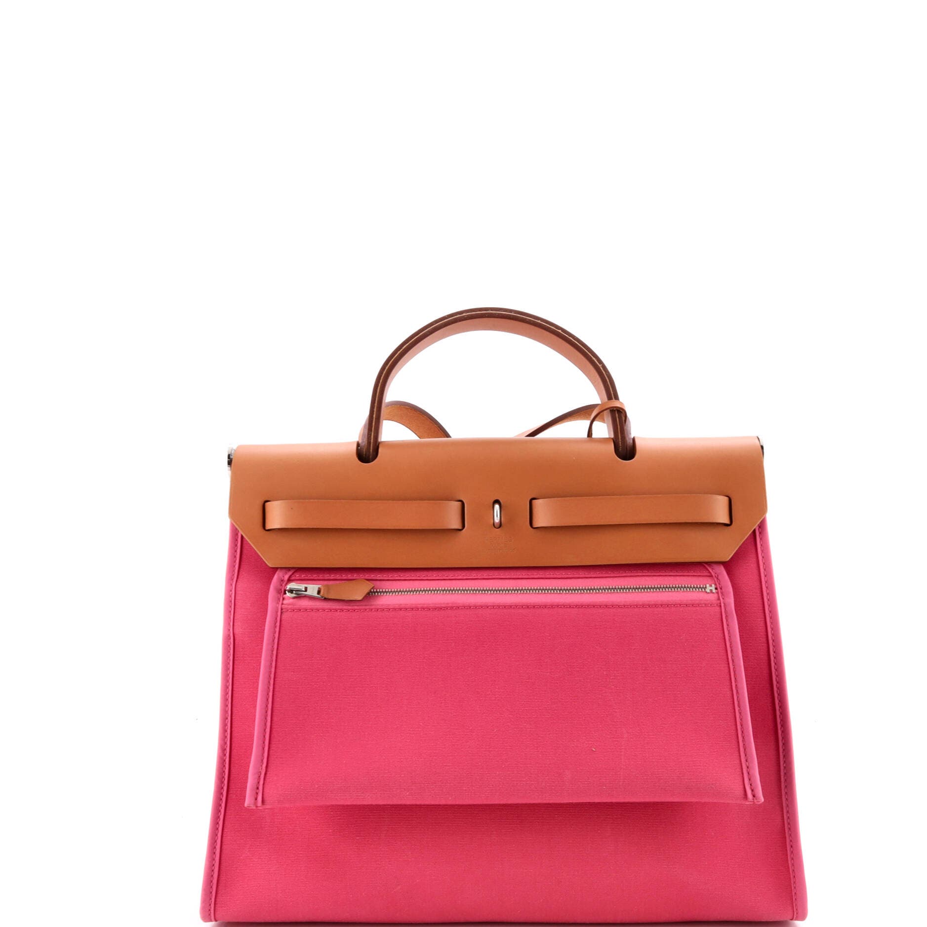 Pre-Owned Hermes Herbag Zip Leather and Toile 31, Alternate, color, Rose Tyrien