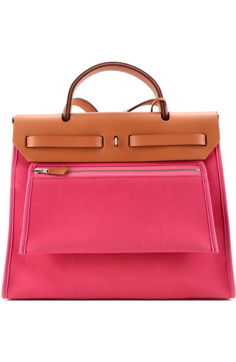 Pre-Owned Hermes Herbag Zip Leather and Toile 31, Alternate, color, Rose Tyrien