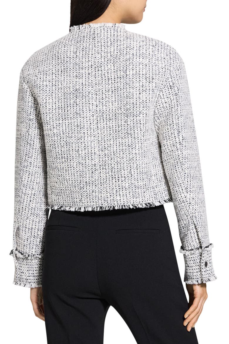 Fray Trim Crop Tweed Jacket, Alternate, color, WHITE MULTI