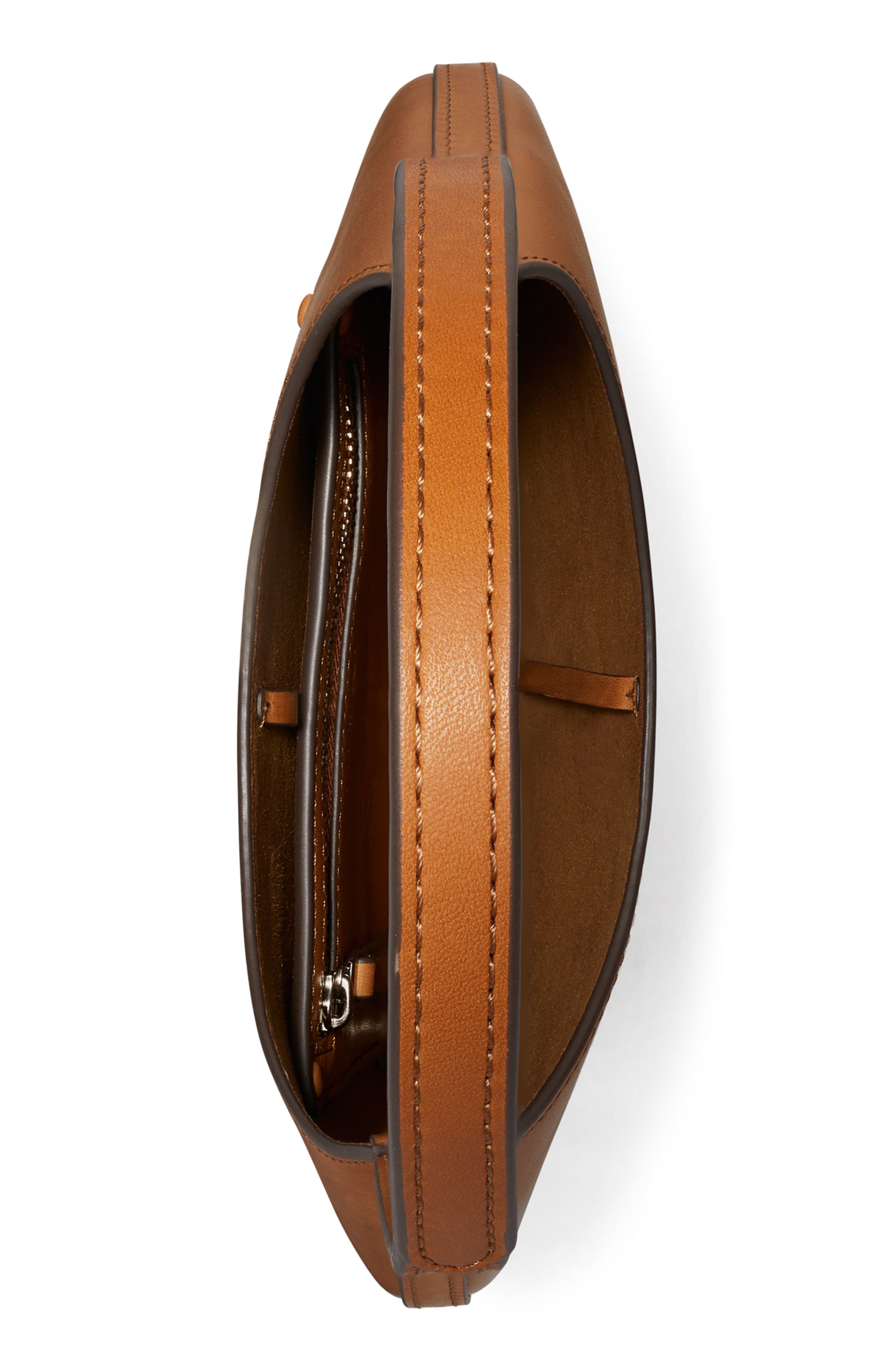 Tory Burch Small Pierced Leather Shoulder Bag, Alternate, color, Aged Tan