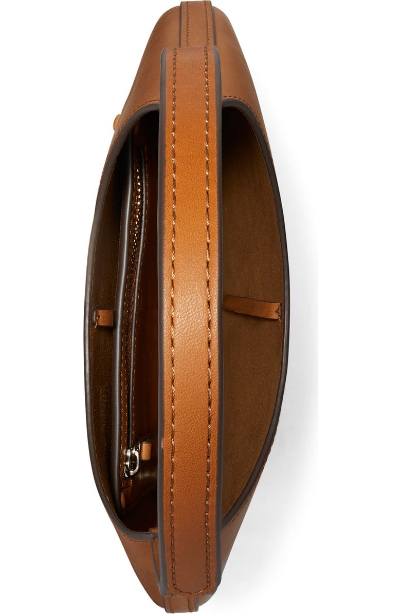 Tory Burch Small Pierced Leather Shoulder Bag, Alternate, color, Aged Tan