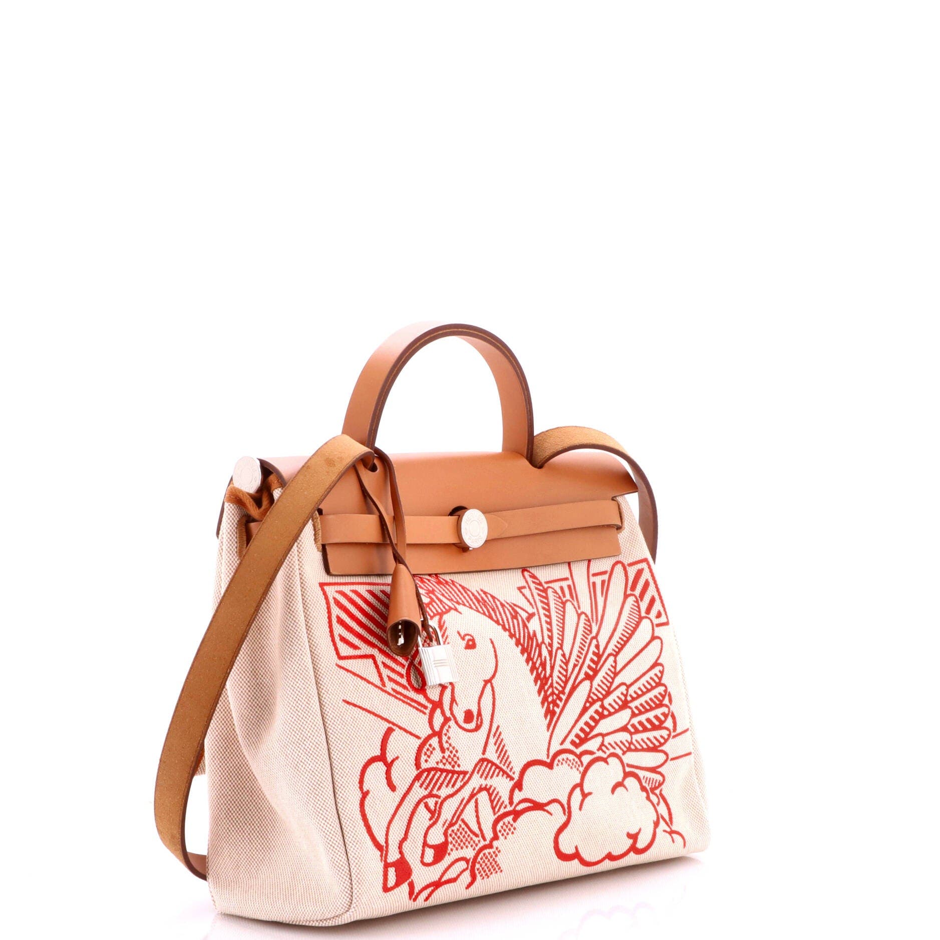 Herbag Zip Pegase Pop Toile and Leather 31, Alternate, color, White