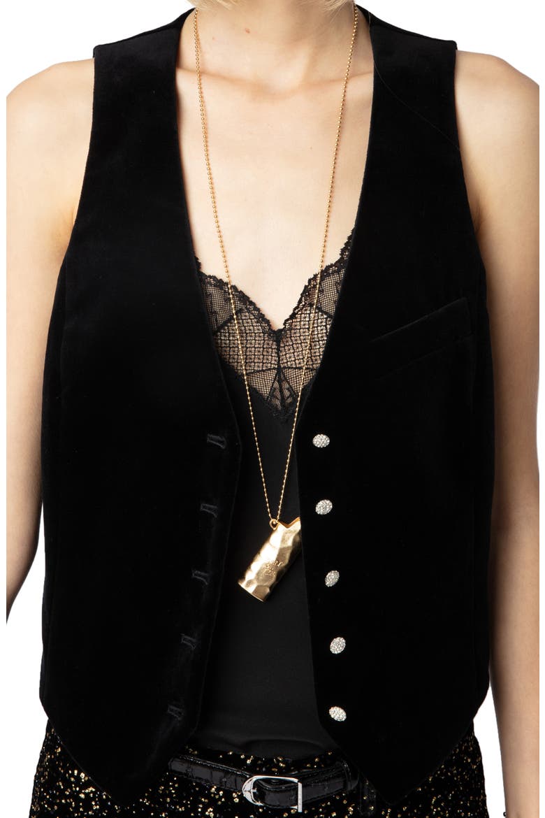 Emaux Velvet Vest, Alternate, color, NOIR