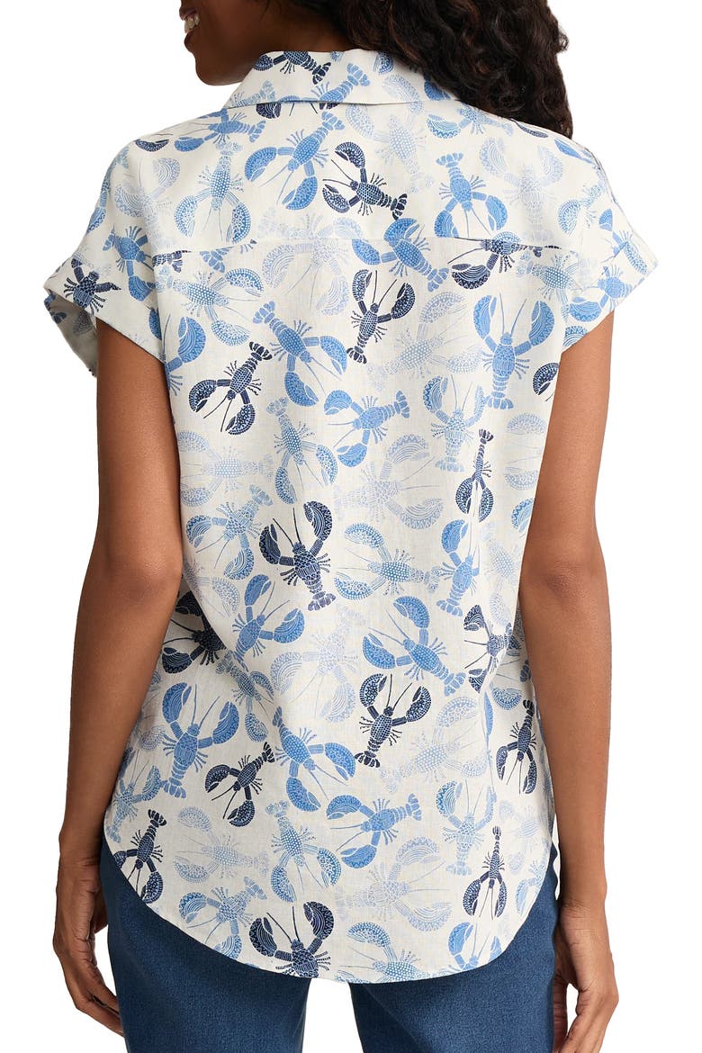 Lobster Print Tie Front Shirt, Alternate, color, NATURAL WHITE MULTI