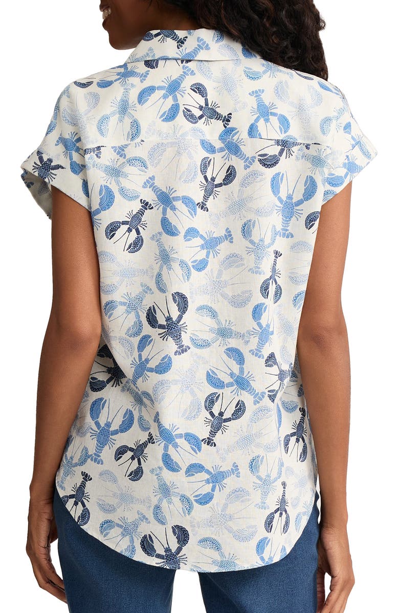 Jones New York Lobster Print Tie Front Shirt, Alternate, color, Natural White Multi