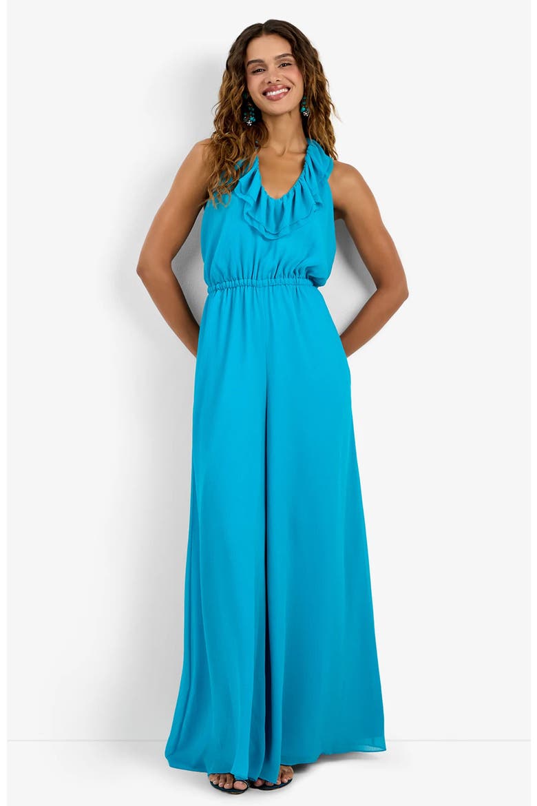 Jacksonville Georgette Jumpsuit, Alternate, color, Coastal Cyan