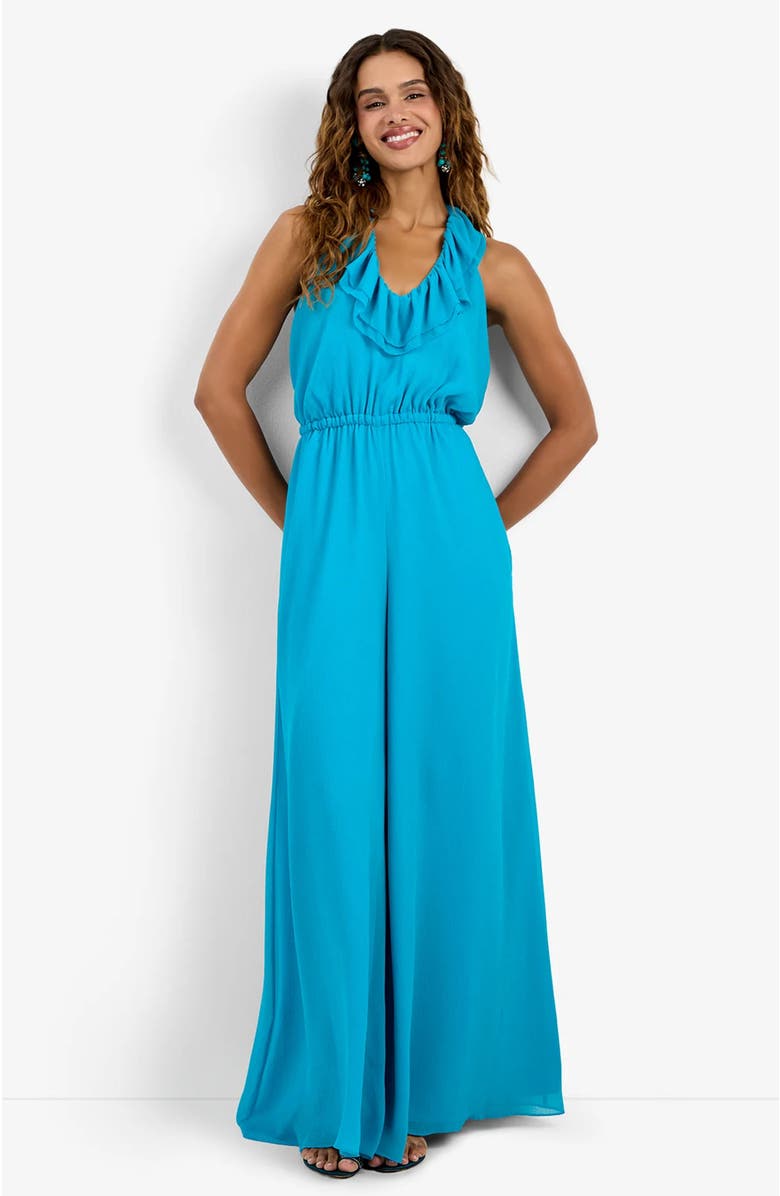 Trina Turk Jacksonville Georgette Jumpsuit, Alternate, color, Coastal Cyan