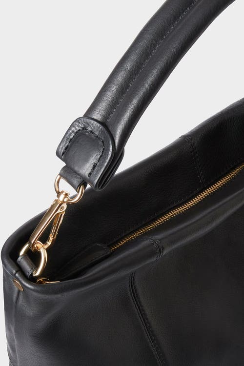 Osprey London The Carina Large Leather Hobo Bag In Black