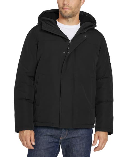 Izod Fleece Lined Short Parka Jacket In Black