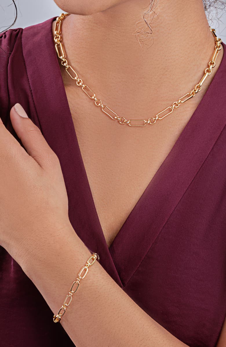 Sterling Forever Large Oval Link Chain Necklace, Alternate, color, Gold