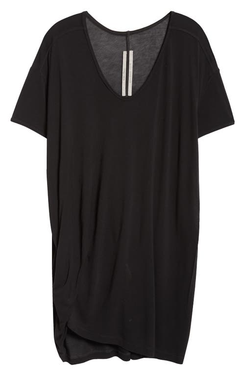 Rick Owens Hiked Asymmetric Drape Detail Jersey T-shirt In Black