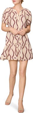 MELLODAY Puff Sleeve Print Minidress