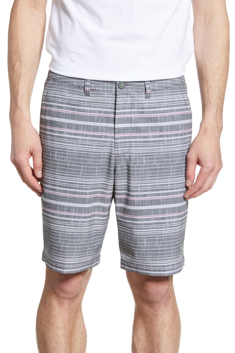Cayman Sarzana Stripe Hybrid Board Shorts, Main, color, BLACK