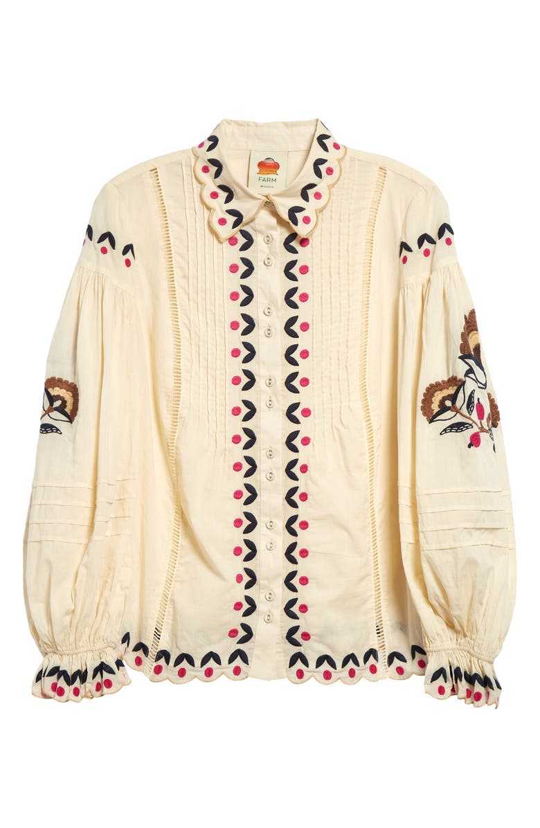 FARM Rio Palms Paradise Embroidered Cotton Shirt, Alternate, color, 