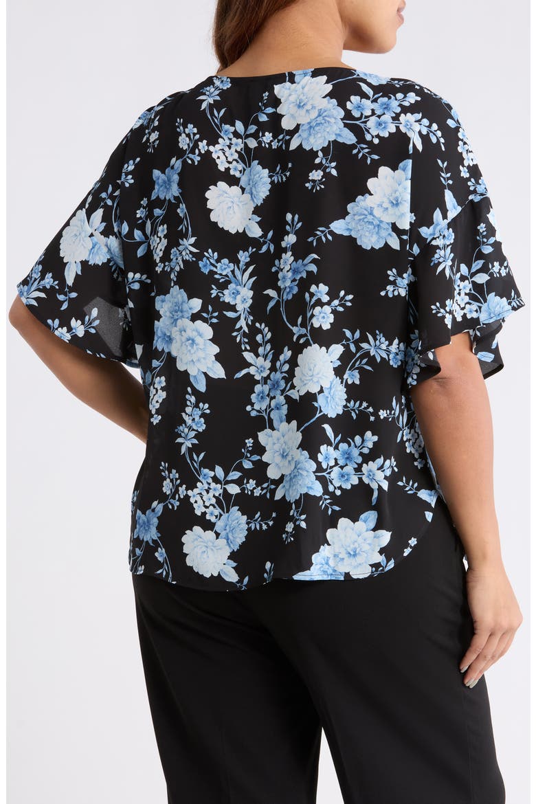 Floral Flutter Sleeve Top, Alternate, color, ANNE BLACK MULTI