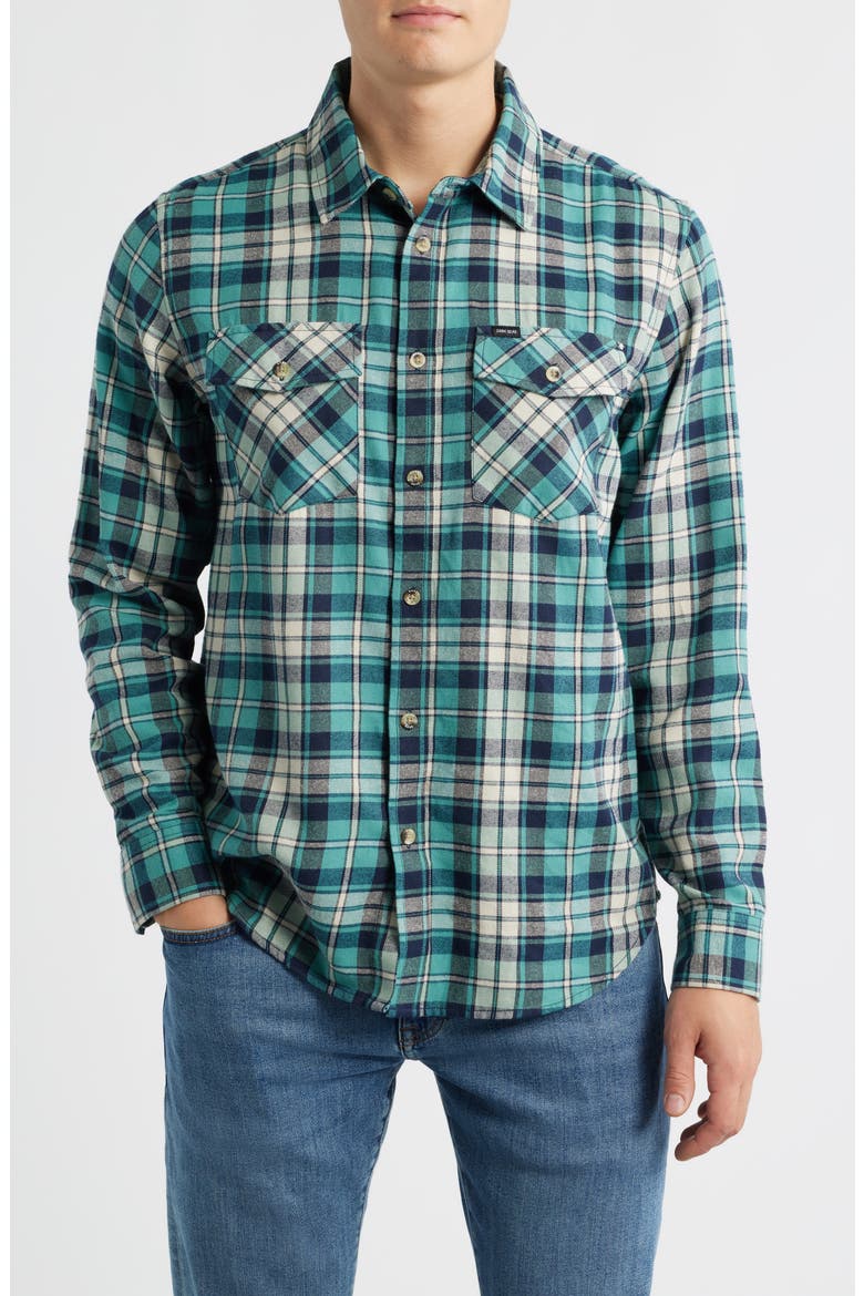 Tanglewood Plaid Flannel Button-Up Shirt, Main, color, WHITE/ BLUE