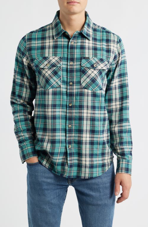 DARK SEAS Tanglewood Plaid Flannel Button-Up Shirt in White/Blue 