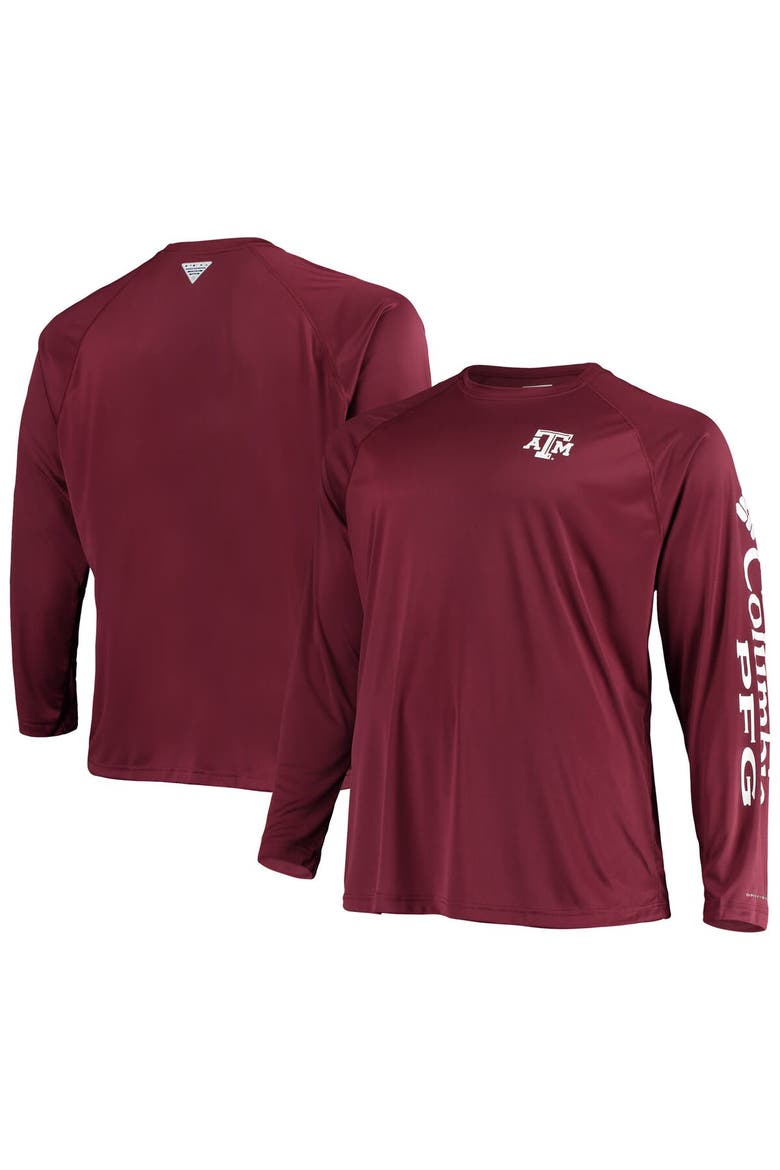 Men's Columbia Maroon Texas A&M Aggies Big & Tall Terminal Tackle Omni-Shade Long Sleeve Raglan T-Shirt, Main, color, Maroon