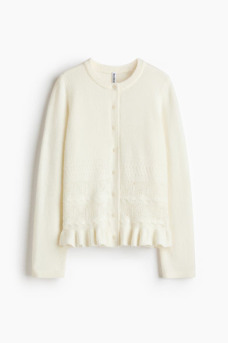 Pointelle-knit Cardigan, Alternate, color, White
