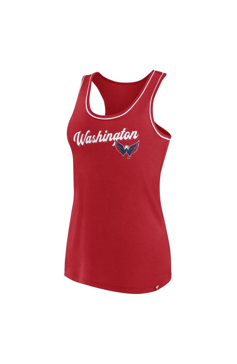 FANATICS Women's Fanatics Branded Red Washington Capitals Wordmark Logo Racerback Scoop Neck Tank Top, Alternate, color, Red