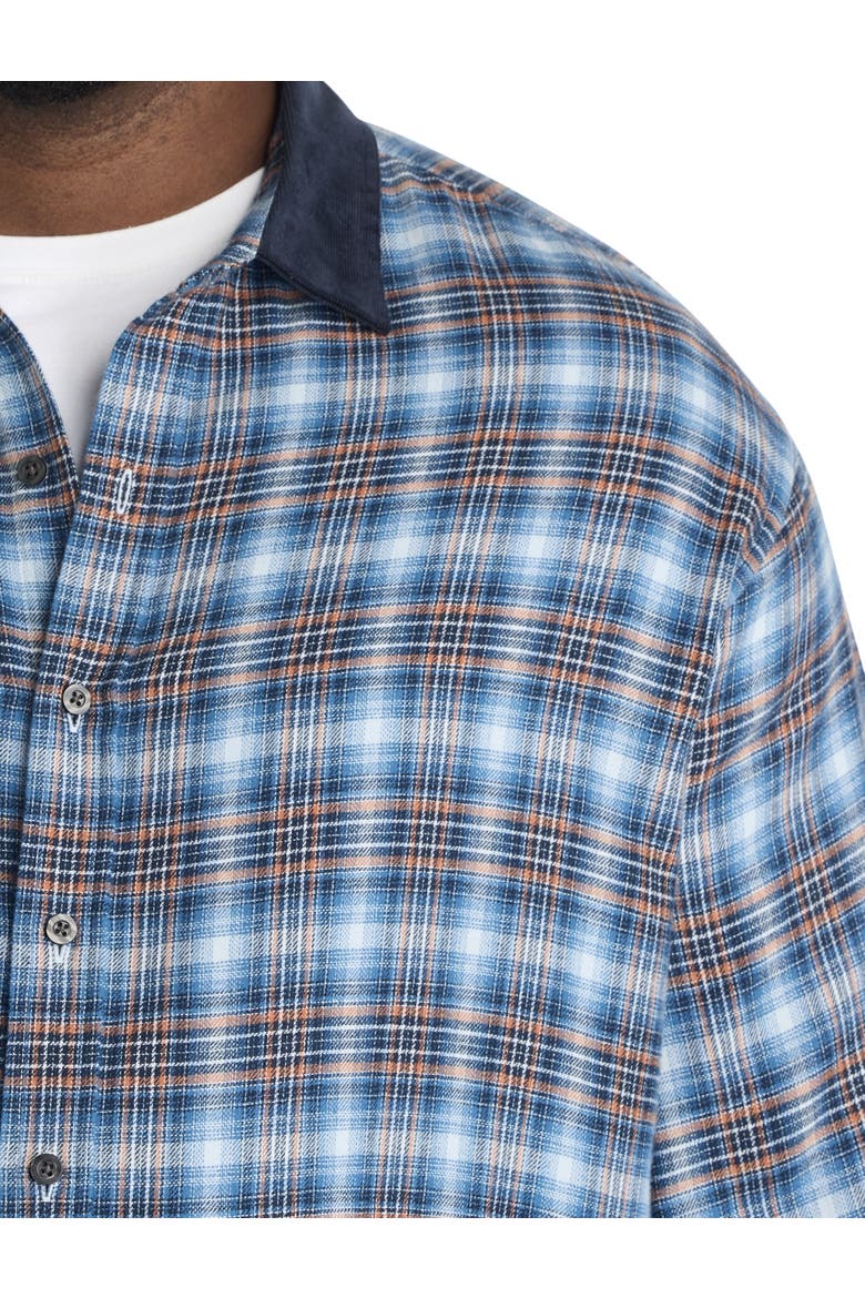 Big & Tall Corduroy Collar Flannel Shirt, Alternate, color, MULTI