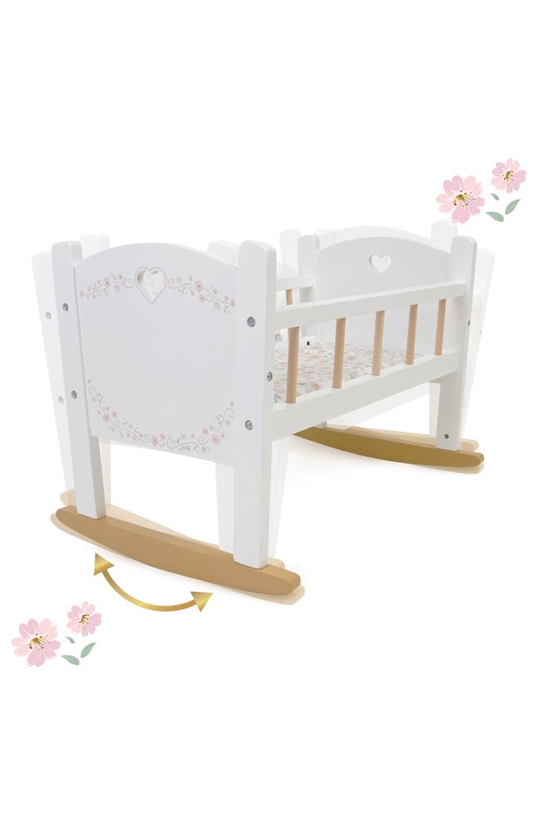 509 Crew Little Flora Wooden Doll Cradle, Alternate, color, White