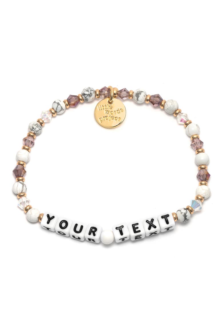Custom Beaded Stretch Bracelet, Main, color, MAUVE/ WHITE