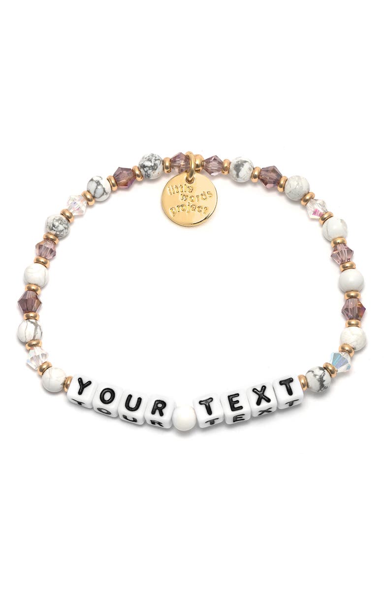 Little Words Project Custom Beaded Stretch Bracelet, Main, color, Mauve/ White