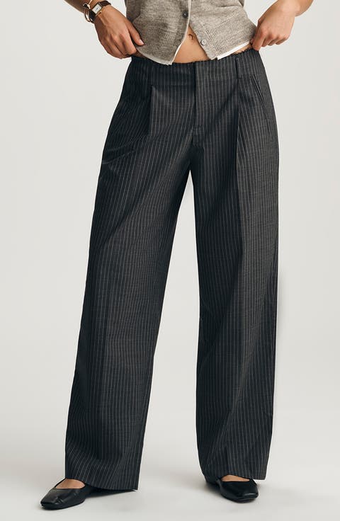 Pleated Pinstripe Pants