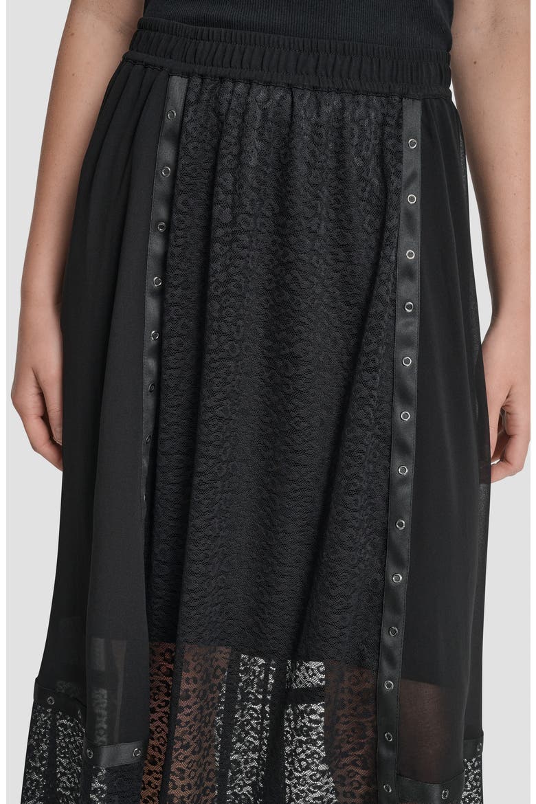 Leopard Spot Mesh A-Line Skirt, Alternate, color, BLACK