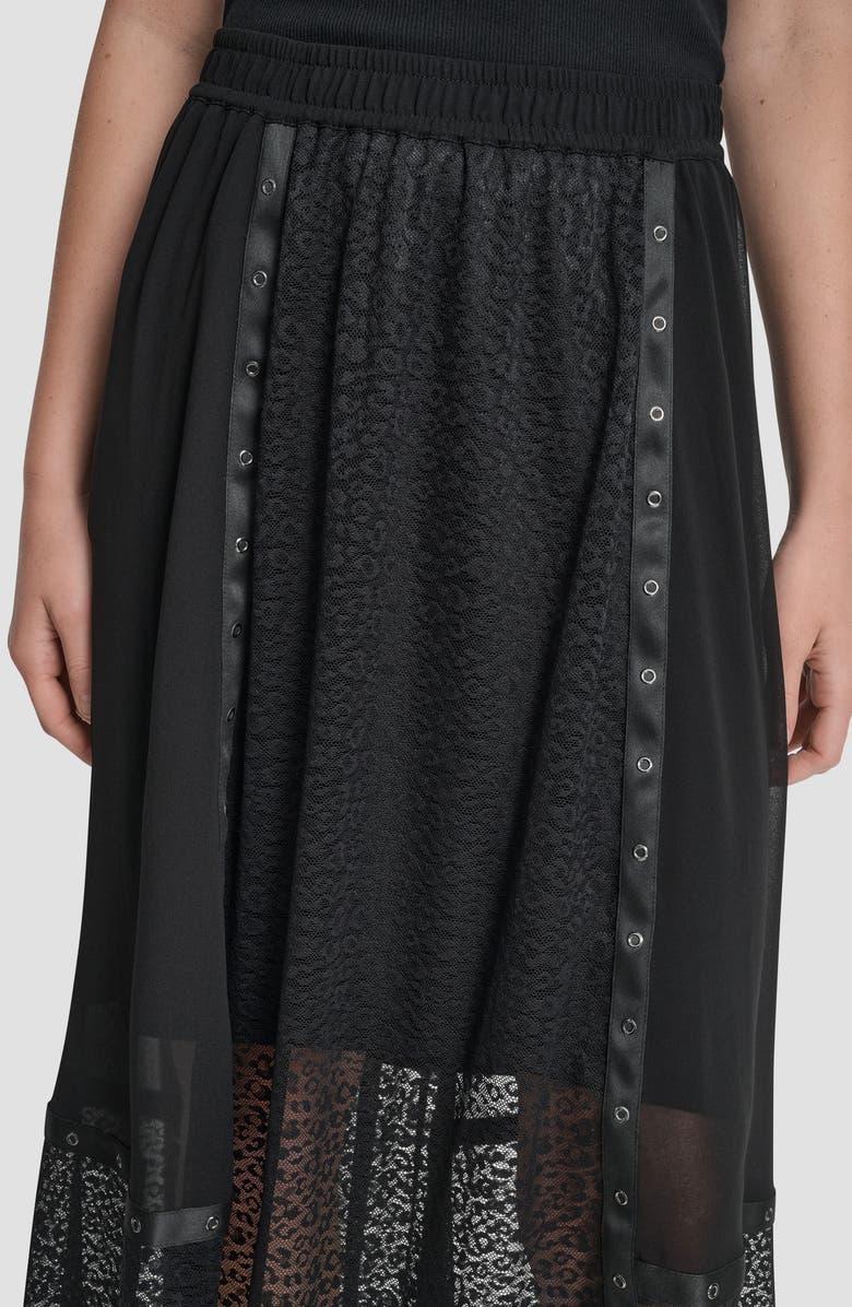 DKNY Leopard Spot Mesh A-Line Skirt, Alternate, color, Black