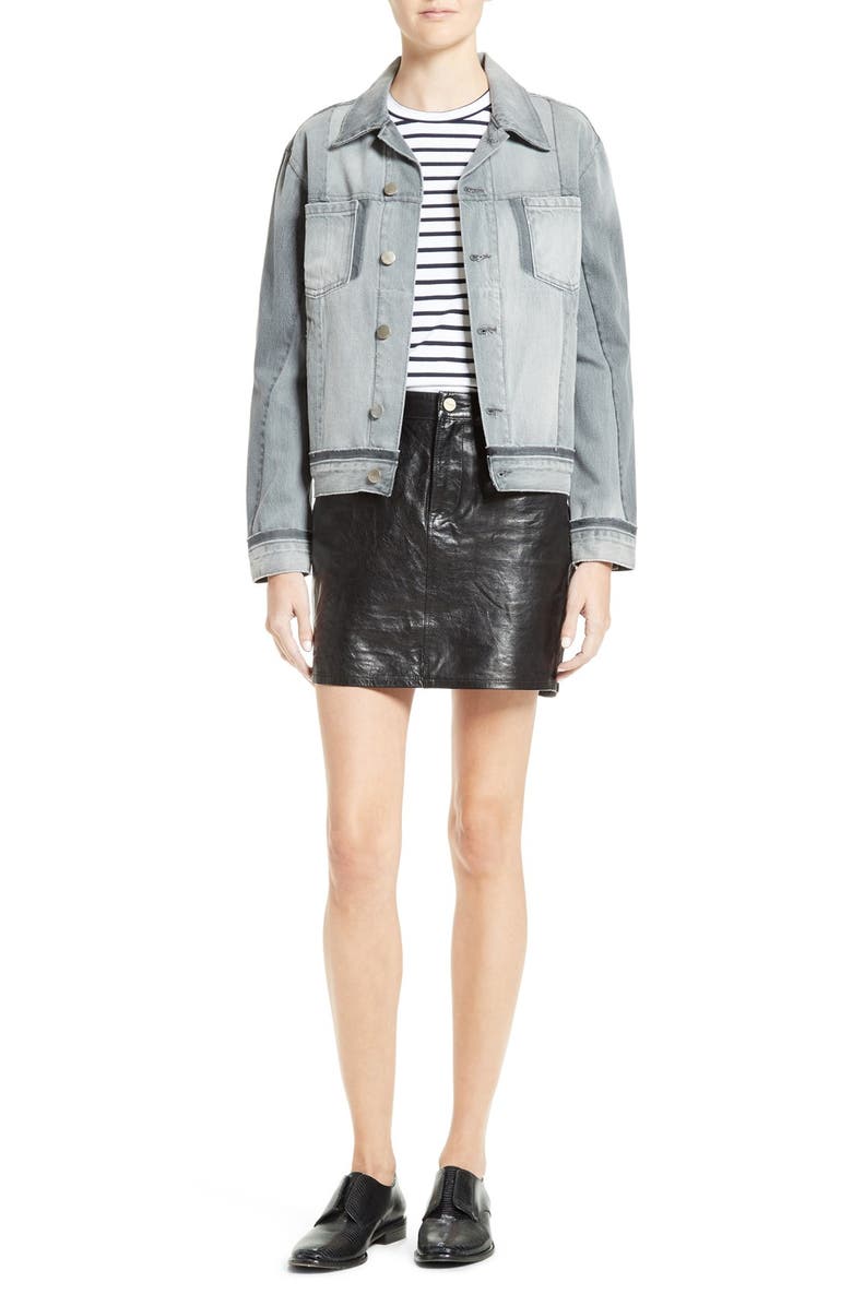 FRAME Leather Miniskirt, Alternate, color, 