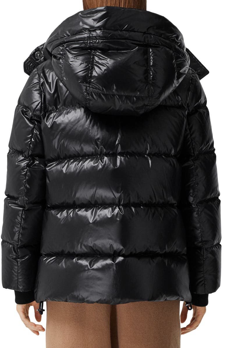 Burberry Logo Appliqué Down Puffer with Removable Hood, Alternate, color, 