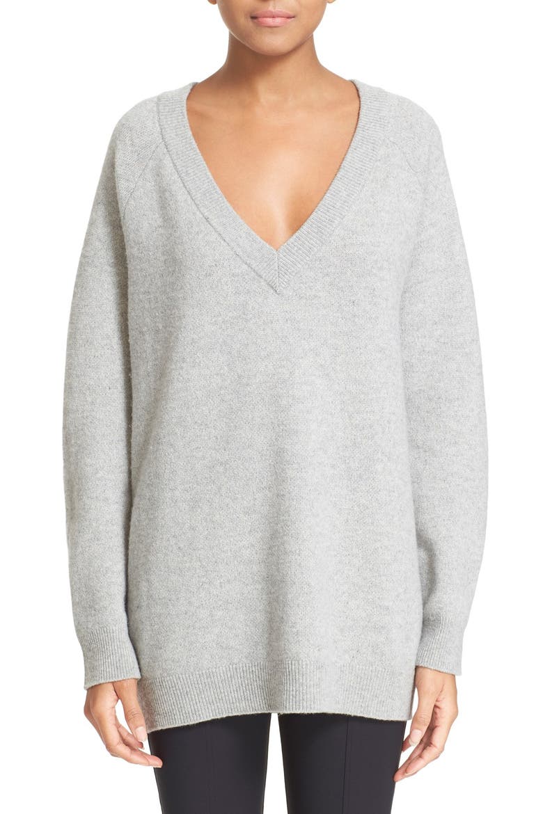 T by Alexander Wang Wool & Cashmere V-Neck Sweater, Main, color, HEATHER GREY
