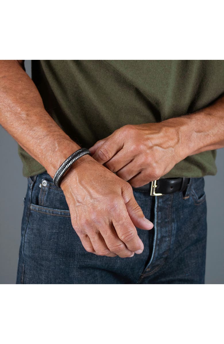 Trafalgar Esteban Black and Silver Braided Bracelet, Alternate, color, Black