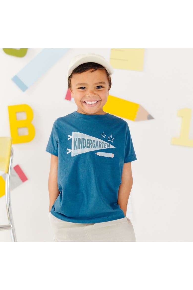 Kindergarten Pennant Short Sleeve T-Shirt, Alternate, color, Indigo
