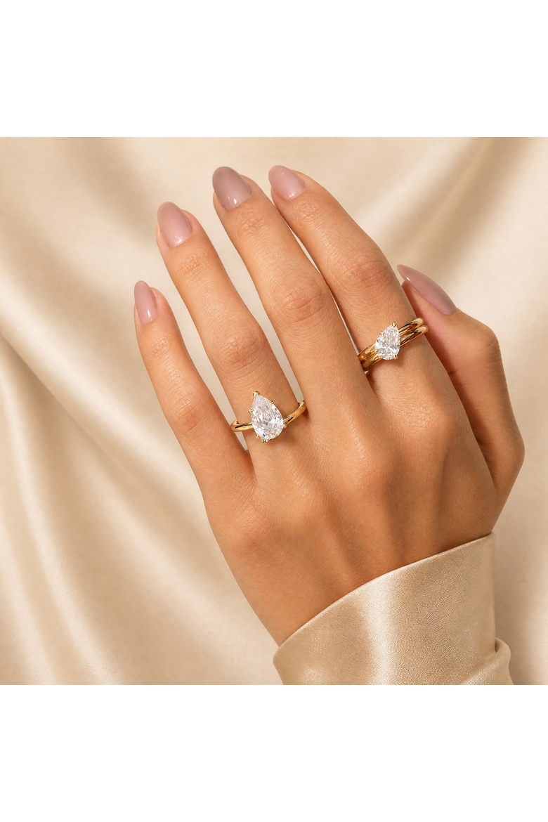 CZ Pear Claw Ring, Alternate, color, Gold